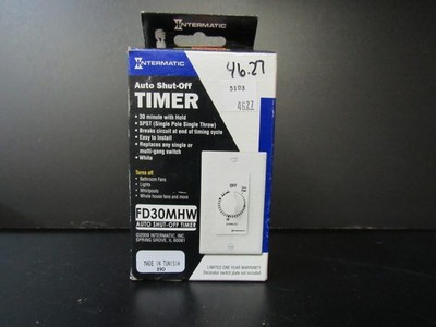 Intermatic FD30MHW Spring Wound 1-Gang Countdown Timer 30 Minute