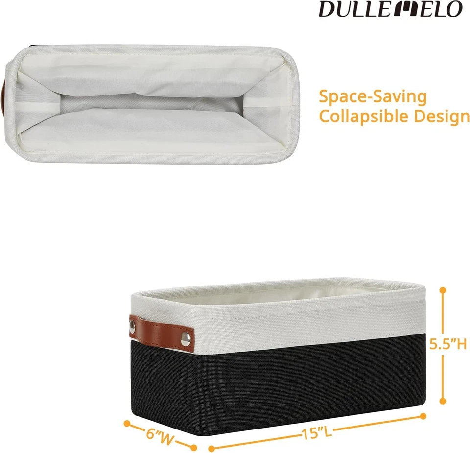 Cesta de almacenamiento de papel higiénico con mango de cuero para parte posterior del inodoro Foto 2 de 4