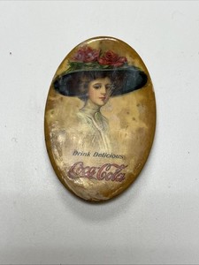 Early 1900s Coca Cola Celluloid Pocket Mirror Whitehead & Hoag 1911
