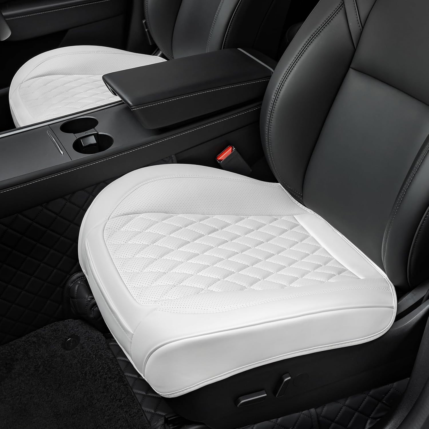 2PCS Front Bottom Seat Covers Fit for Tesla Model Y/3, Breathable Luxury Leather