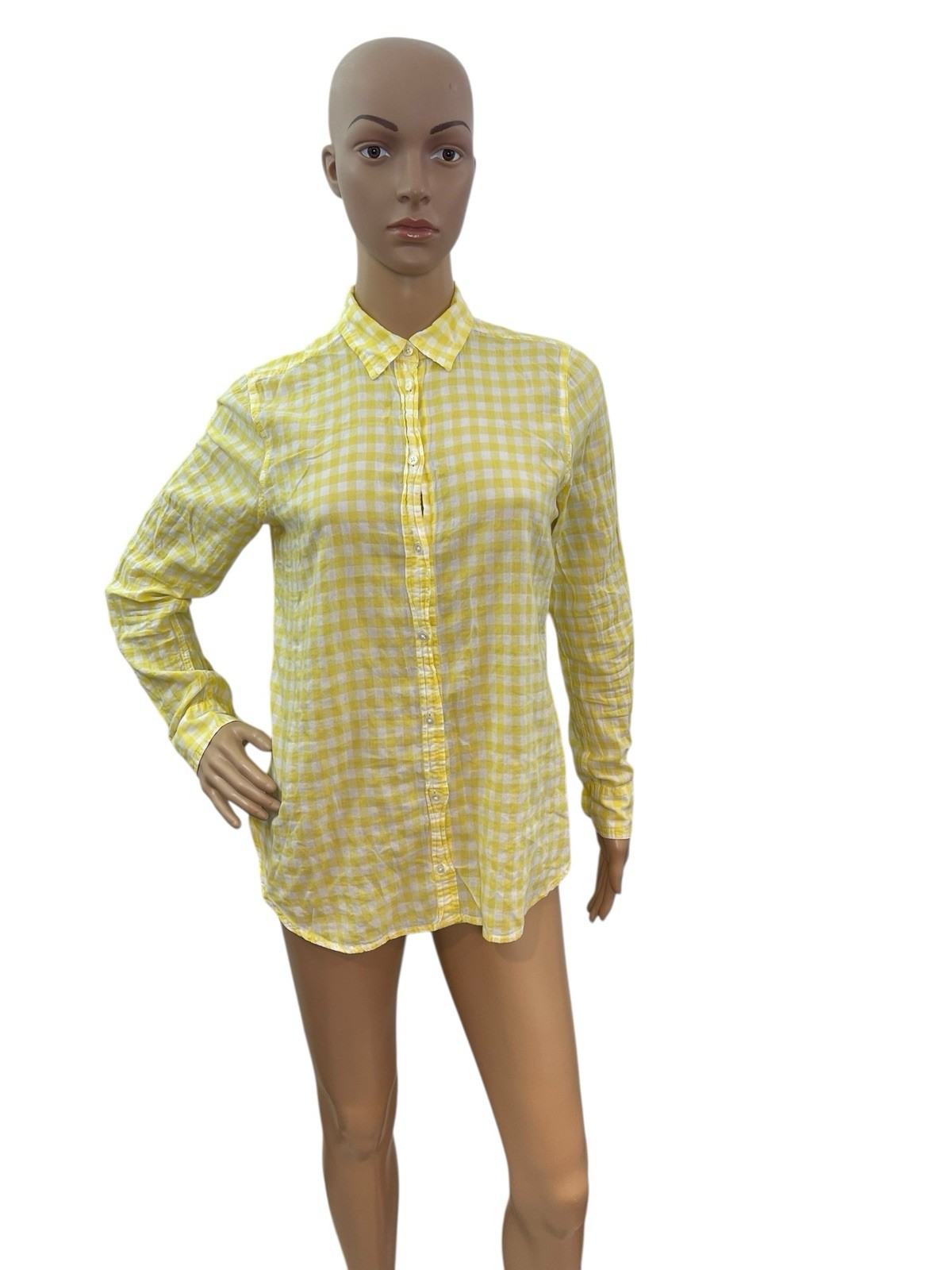 J Crew Women’s Size 2 Long Sleeve Yellow Gingham Button Up Shirt