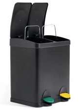 Habitat 30 L Pedal Bin Twin Compartment Recycling Bin Trash Can Steel Black