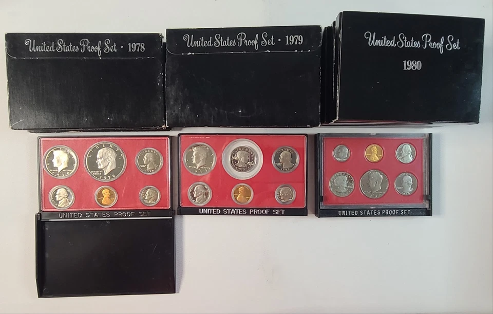 Vintage Lot of 13 US Mint Proof Sets: 1978 (3), 1979 (5), 1980 (5) w/ SBA Dollar - Image 2 of 4