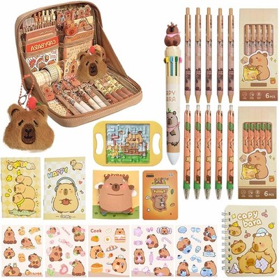 Capybara Pencil Case 12 Compartment Cute Kawaii Stationery Set Pencil Pouch Kids