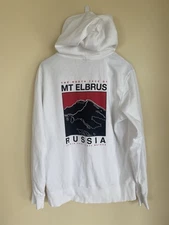 The North Face Mens M White Hoodie Mt Elbrus Russia Highest Peak InEurope