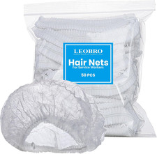 LEOBRO Hair Net, Hair Nets for Food Service Workers, 50PCS Hairnets for Foodserv