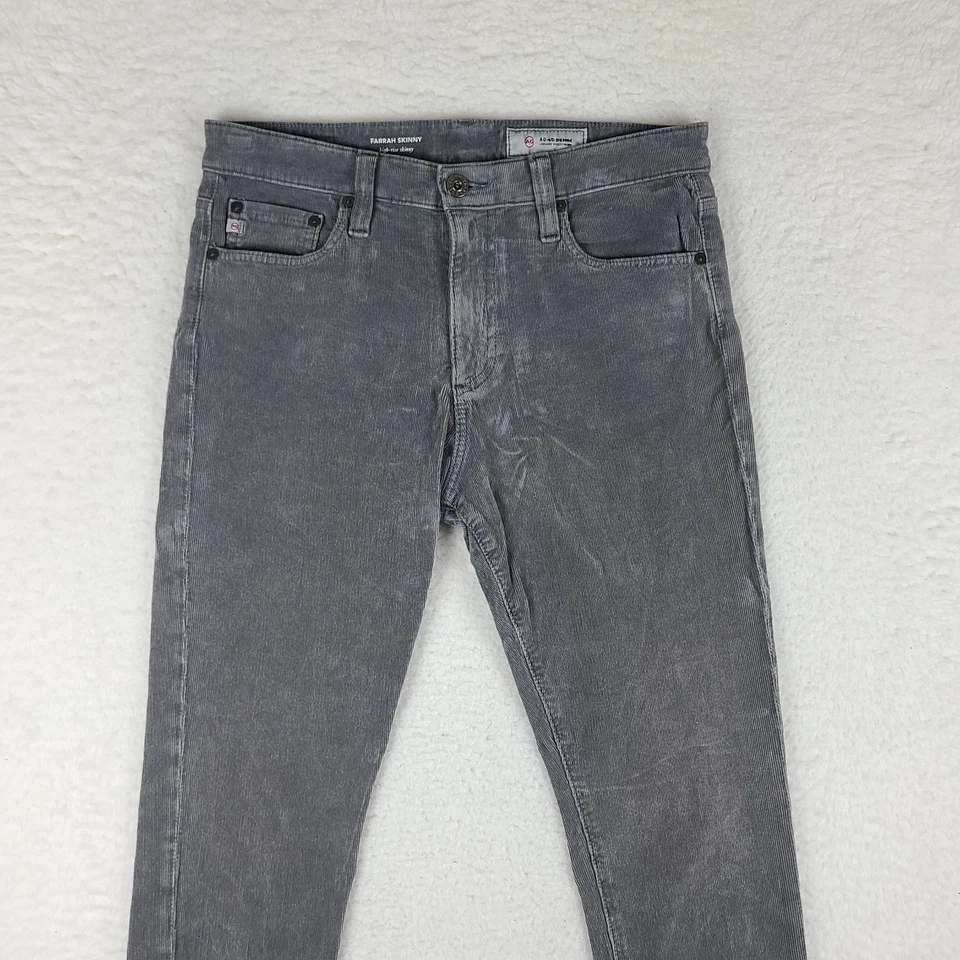 AG Adriano Goldschmied Corduroy Pants Womens 29x30 Gray Farrah High Rise Skinny - Image 2 of 4