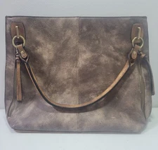 Jen & Co Womens Vira Versa Vegan Adjustable Strap Hobo Bag Washed Brown NWOT