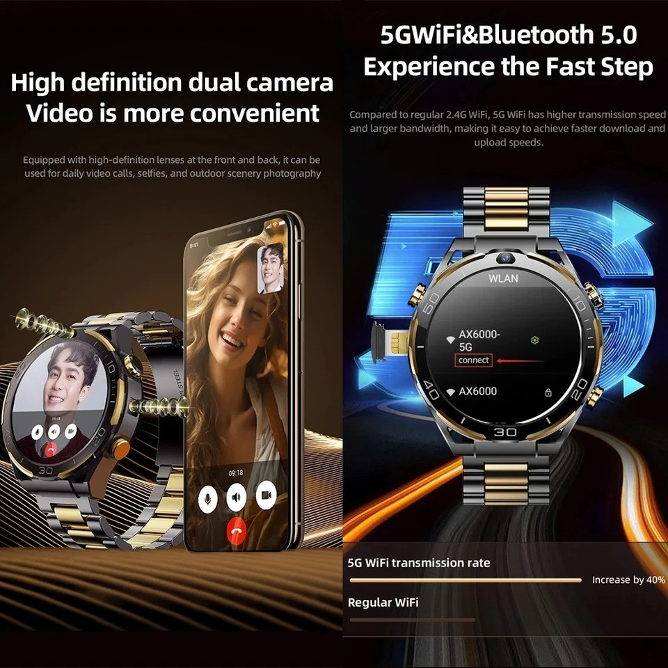 T7 4G LTE Smartwatch Android 10 6GB+128GB Dualkamera 800mAh Herzfrequenzmonitor - Bild 4 von 4