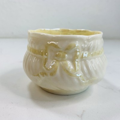Vintage Irish Belleek Pottery Ribbon & Bow Open Sugar Bowl, 6th Mark Rare