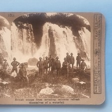 WW1 Stereoview Card RP 3D C1916 Namibia S W Africa British Troops Rest Waterfall