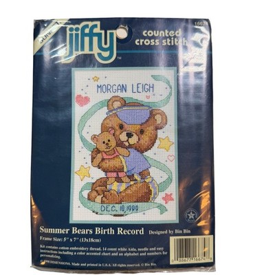 Dimensions Jiffy Summer Bears Baby Gift Counted Cross Stitch Kit 16674 5x7 New