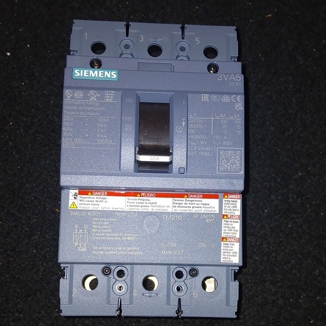 Siemens 3VA5222-6ED31-0AA0 Molded Case Breaker 3P 225A 600V TM210