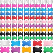 100 Pcs Blank Dog Pet Tags Engraving 38mm Aluminum Bone Shape Name Tag Dog Tag