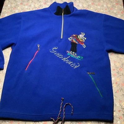 Vintage Fleece Troyer, RODEO, Gr. L, blau, 90er Jahre