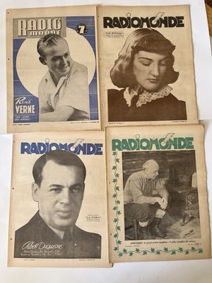 Lot de 4 Radiomonde 1940's Journaux Radio-Canada Québec RARE