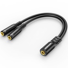 3.5mm TRS Female to Dual 3.5mm TRS Female Y Splitter Cable, 1/8 Inch Headphon...