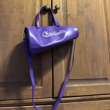 Vintage Y2K Cheerleader Purple Megaphone White Embroidered Mini Purse Bag 90 s