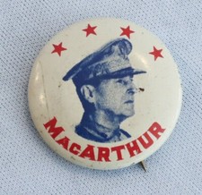 Original WWII Commemorative US General Douglas MacArthur Pinback Button