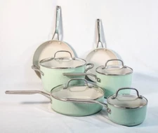 Kitchen Aid 10-Pc. Hard Anodized Nonstick Ceramic Cookware Set - Pistachio