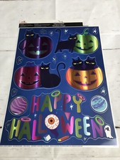 HALLOWEEN Window Clings Cartoon Black CATS, Pumpkins, Happy Halloween Icons