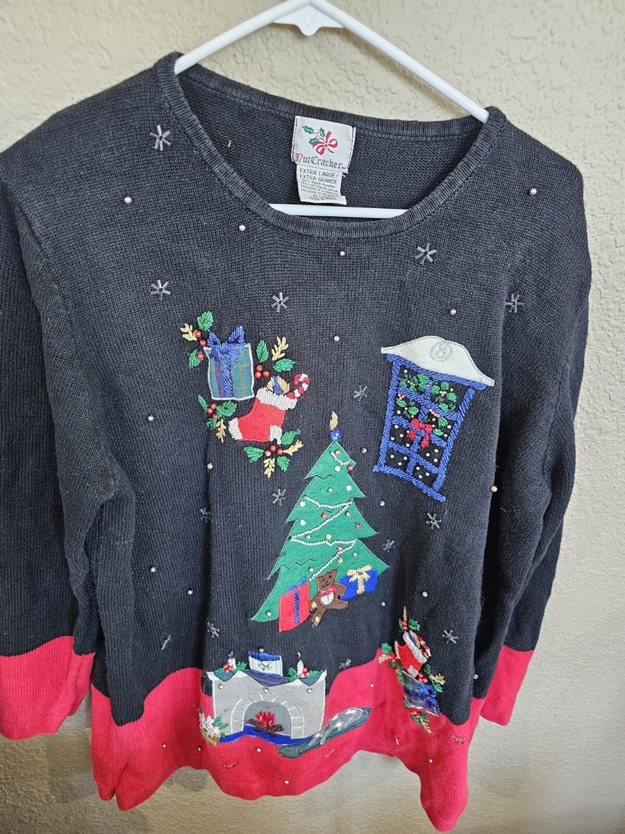 Nutcracker Vintage Christmas Sweater Knit Holiday Women's XL