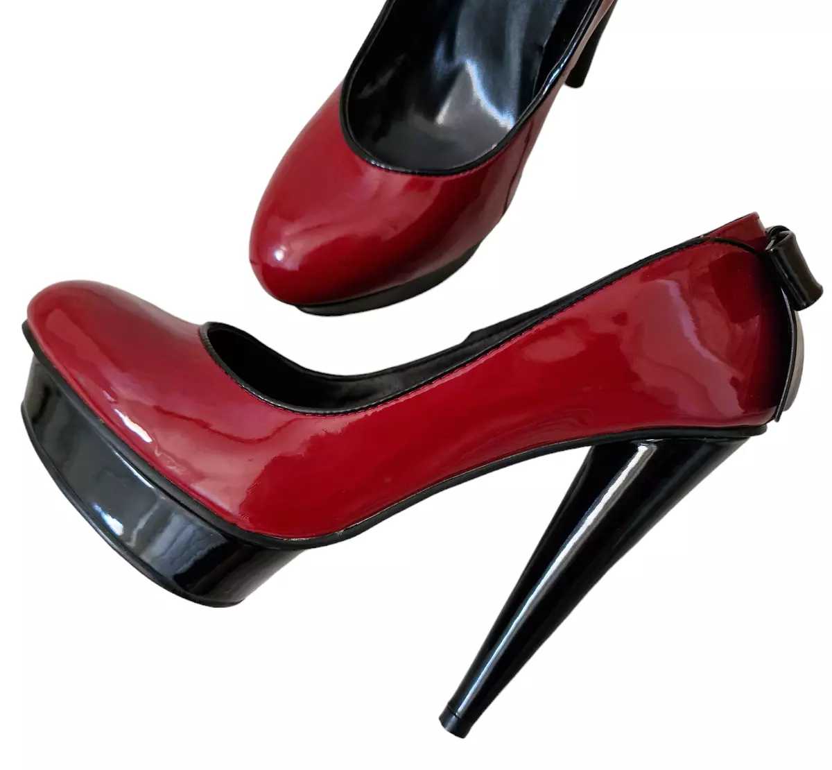 Red and black platform heels sales