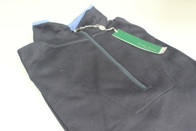 Bobby Jones 100 % Baumwolle Reißverschluss Ausschnitt Golf Langarm Sweatshirt Navy Blau L/XXXL