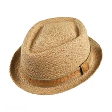 Jaxon Hats Raffia Straw Diamond Crown Fedora Hat