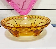 Vintage Amber Colored Art Glass 70s Inspired Candy Dish 6" Wide x 2" Tall