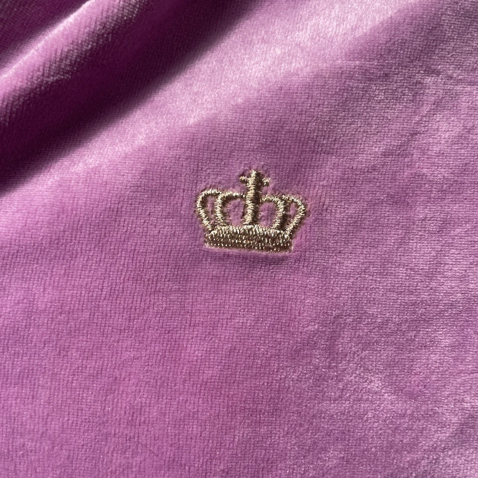 Chaqueta de Pista Juicy Couture Niñas Jóvenes Grande 14 Terciopelo Lavanda Cremallera Completa Y2K Años 90 Foto 3 de 4