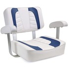 NORTHCAPTAIN Pontoon Bucket Seat Boat Seat with Armrest,White/Pacific Blue