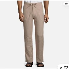 Onia Collin Drawstring Linen Pants Men XL Tan Preppy Old Money Quiet Luxury NWT