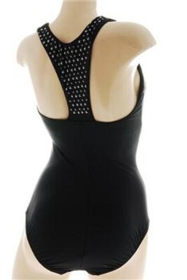 INC International Concepts One Piece Sz 8 Black Swimsuit Studded