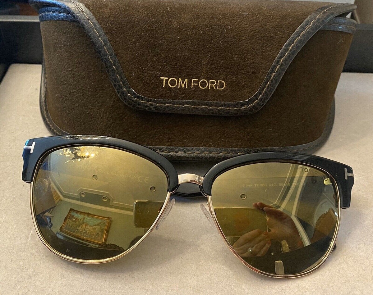 Tom Ford Sunglasses Fany Black/Gold Mirrored TF368 01G 59-16  display picture 1
