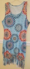 Pinziko~ Woman's Sleeveless Knit Dress~ Mini Length ~Swimsuit Cover Up ~ M