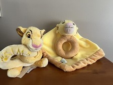Disney Baby Simba Security Blanket with Ring Rattle Lion King Lovey Plush Yellow