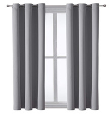 ChrisDowa Grommet Blackout Curtains 2 Panels Thermal Room Darkening-Grey 42x63"