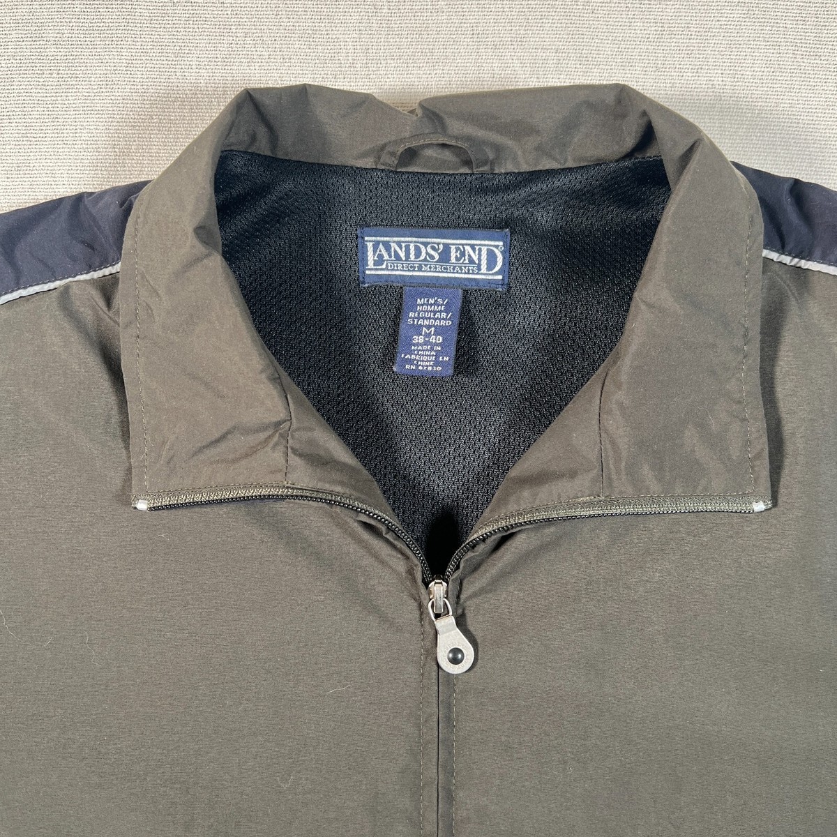 Lands End Jacket Mens M Brown Black Stripe Waterproof Bomber Soft Shell  Outdoors