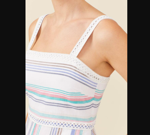 J.McLaughlin Hestia Maxi Dress Multicolor Striped Coastal Summer Size 14 - Picture 7 of 17