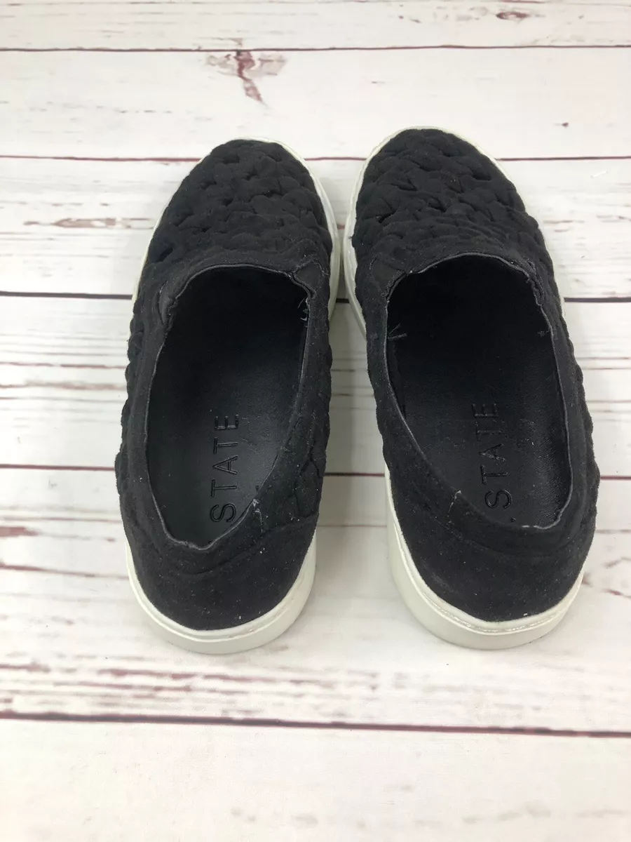 1. STATE Delphin BLACK BRAIDED SLIP ON SNEAKERS Shoes Womens Size