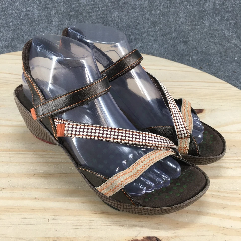 Sandalias Camper Mujer 39 Tobillo Tirantes Cuña Cuero Gancho y Lazo Punta Abierta Marrón Foto 3 de 4