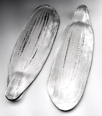 Paar schwedische Kosta Boda Vintage Mais auf dem Kolben schweres Glas Beilagengeschirr 1,5 kg