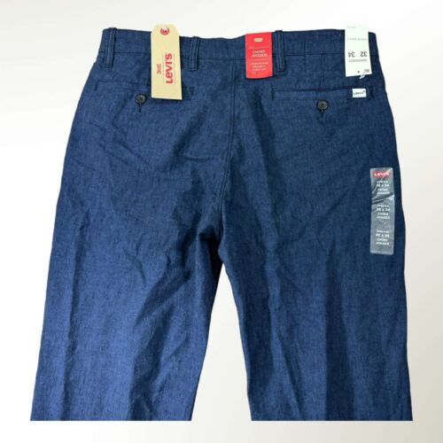 Levis Pants Mens 32x32 Blue Chino Jogger Linen Blend Regular Fit Elastic Cuff - Picture 11 of 14