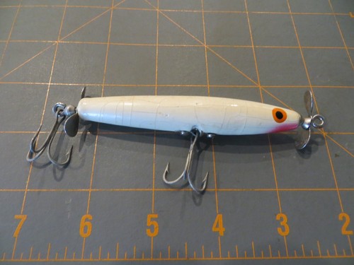 Vintage Wooden Texas Bomber Spin Stick Topwater - White - 3 1/2 inch