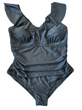 Daci Plus Size One Piece Ruffled V Neck Tummy Control Swimsuit