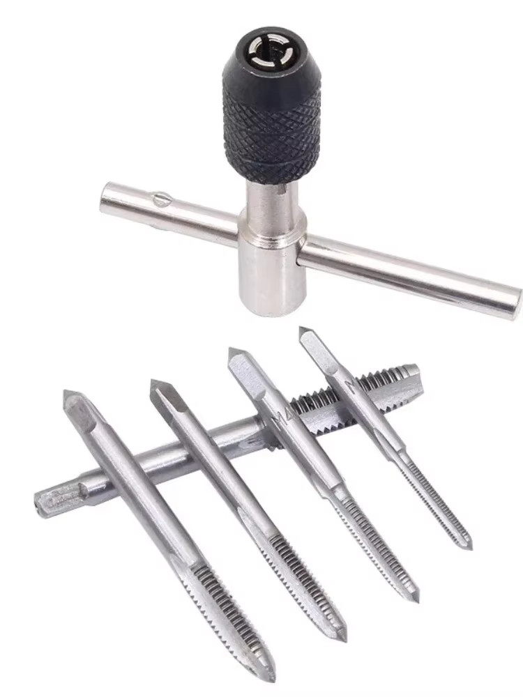 Kit Set Filettatrice da M3 a M8 con Chiave T Utensile Riparazione Rubinetti - Miniatura 2