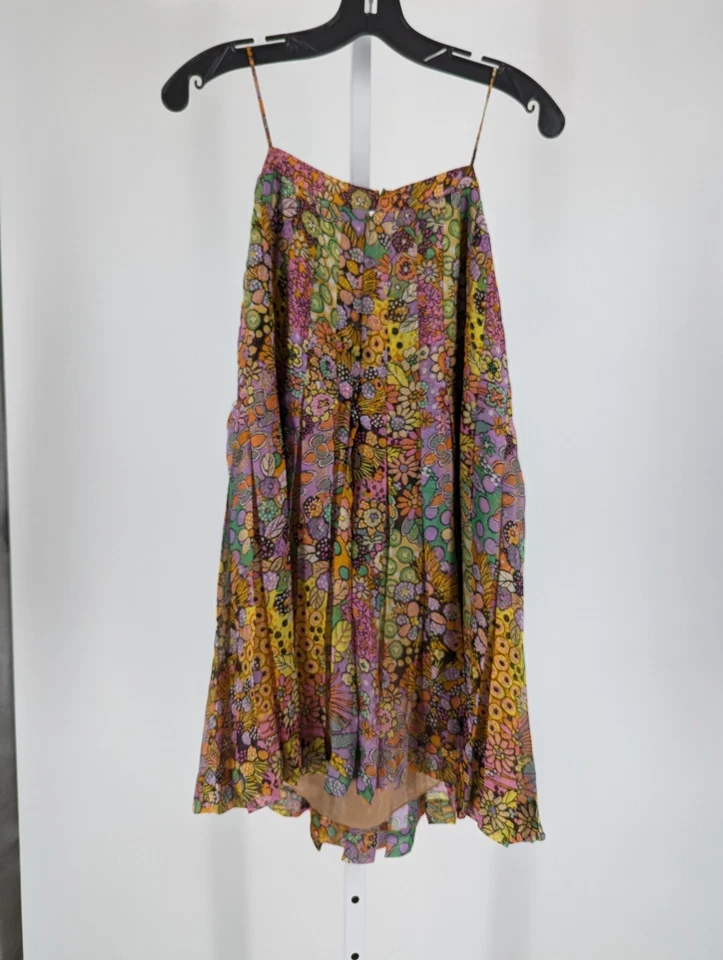 Falda Bill Blass Vintage Boho Hippie Floral Seda Gasa Mod Plisada EE. UU. 26" Foto 4 de 4
