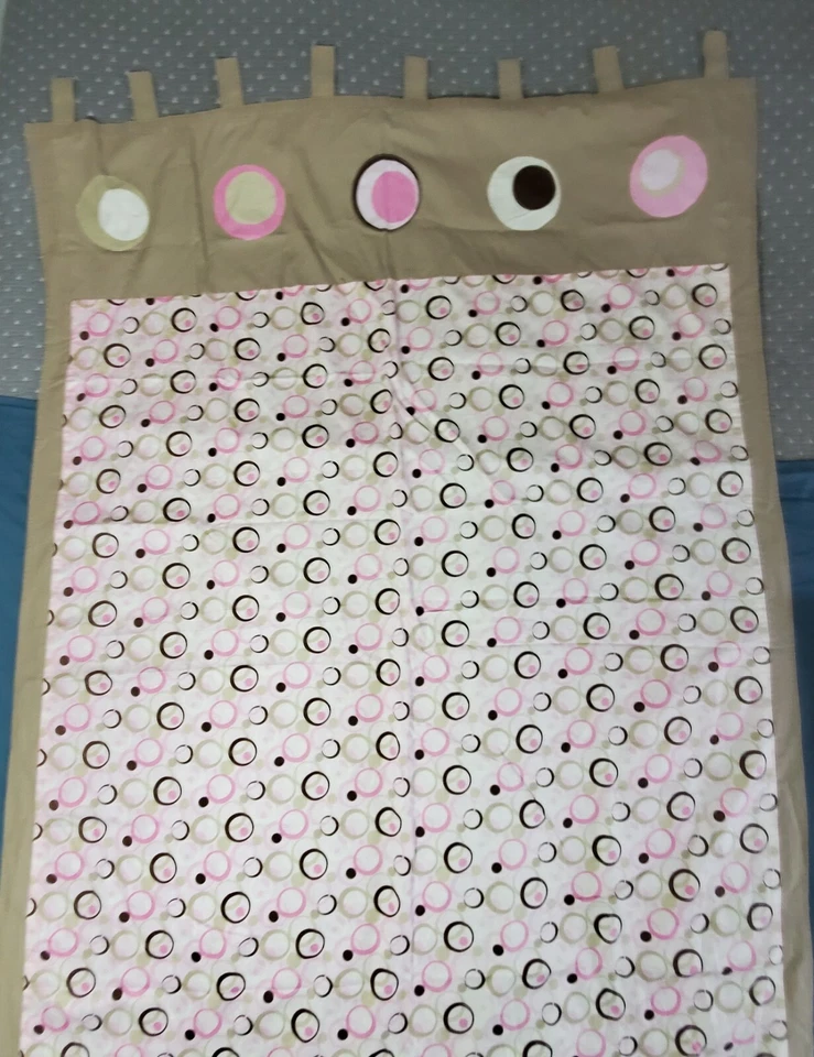 Cortinas 44 x 66" 2 Paneles Hechas a Mano Años 80 Rosa Caqui Marrón Lunares A Través de Varilla Foto 2 de 4