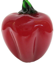 Decorative Vegetable Hand Crafted Art Glass Red Pepper with Green Stem 4 1/2